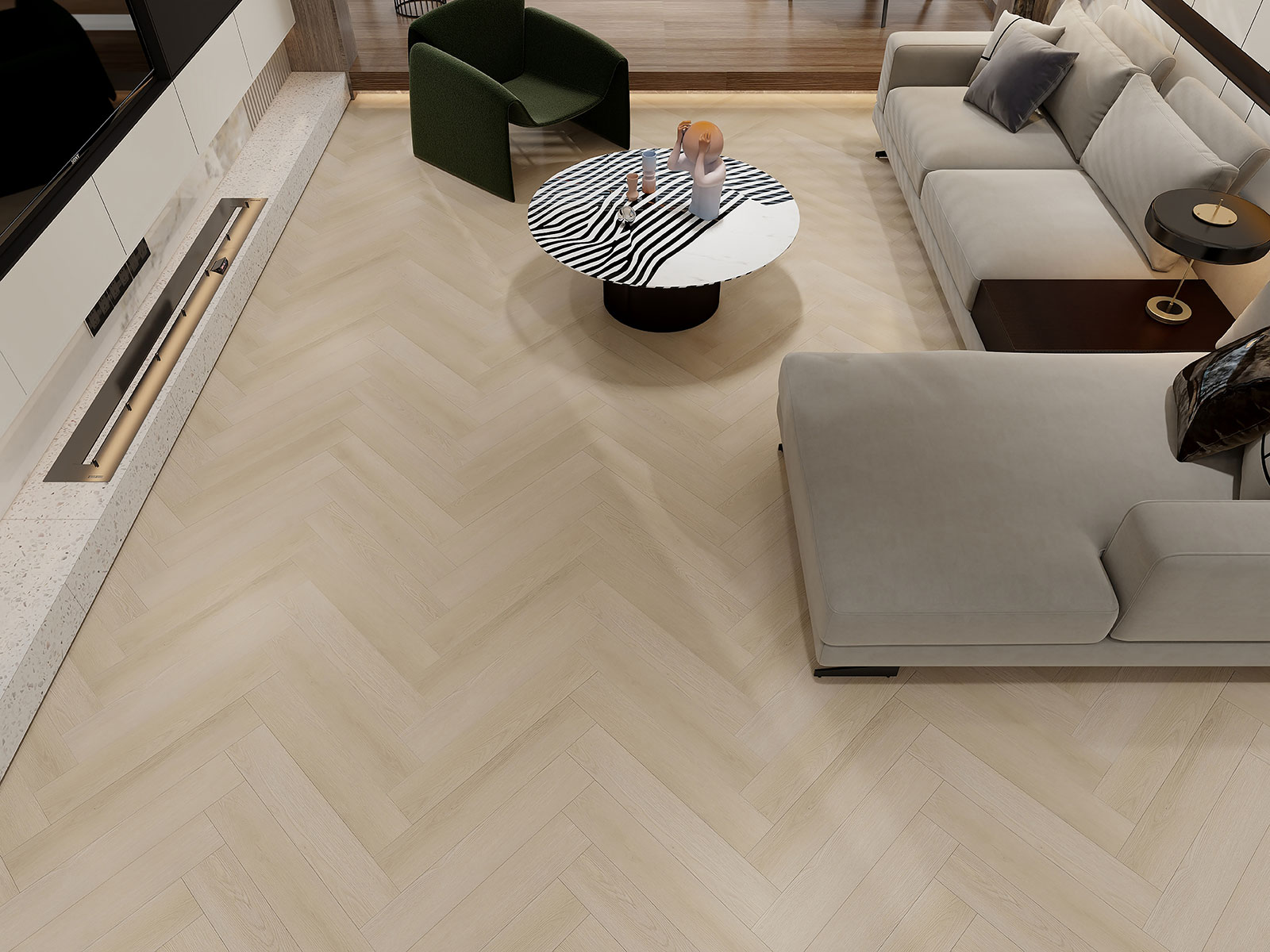 classico clic 2 herringbone LIMESTONE HRB 091 room setting